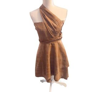 Vera Wang Lavender Label One-Shoulder Gold Cocktail Dress‎ NWT Size 8